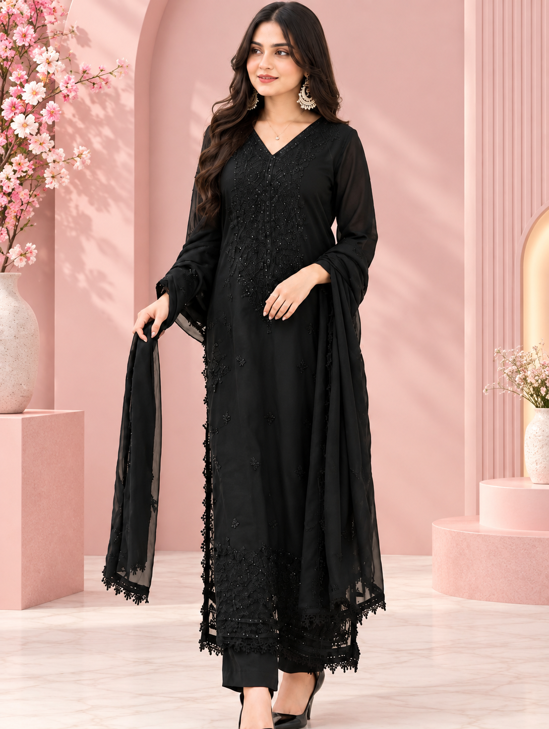 Zariyaan's Black Heavy Embroidery Worked Suit