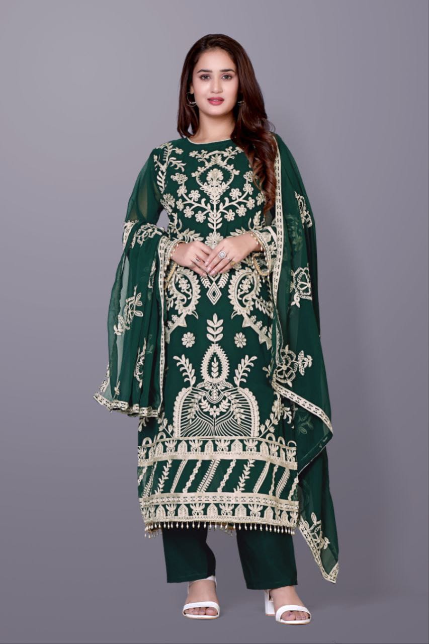 Royal Green Embroidered Suit