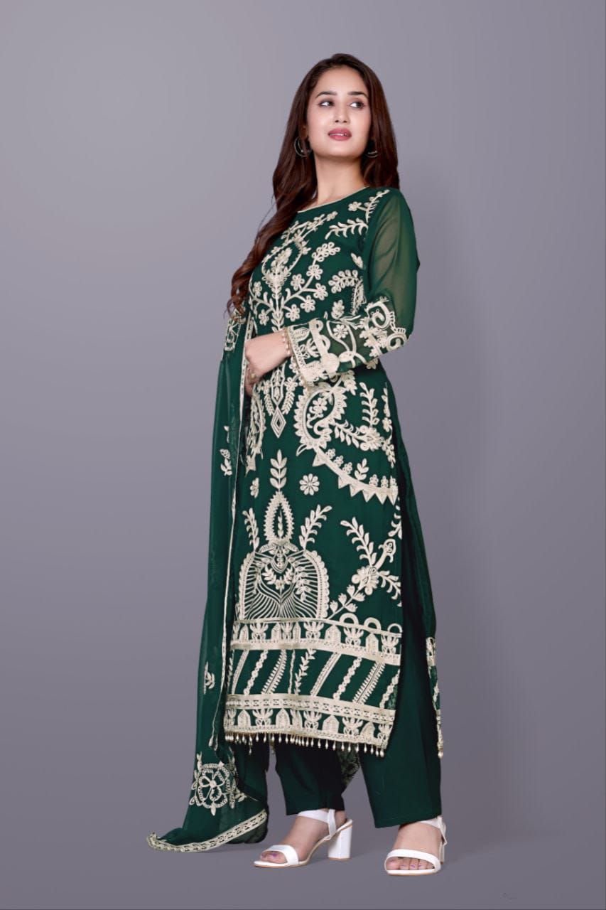Royal Green Embroidered Suit