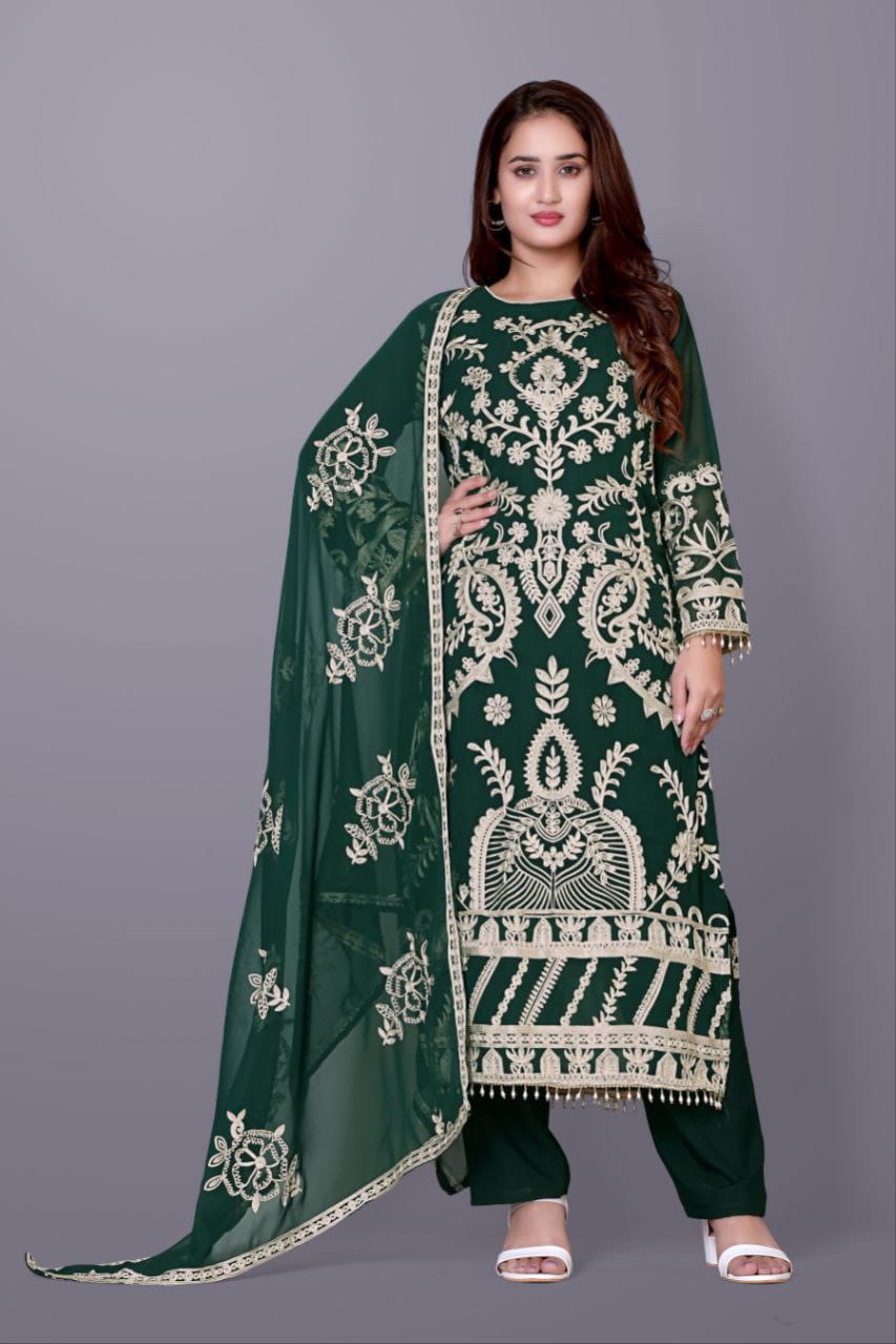 Royal Green Embroidered Suit