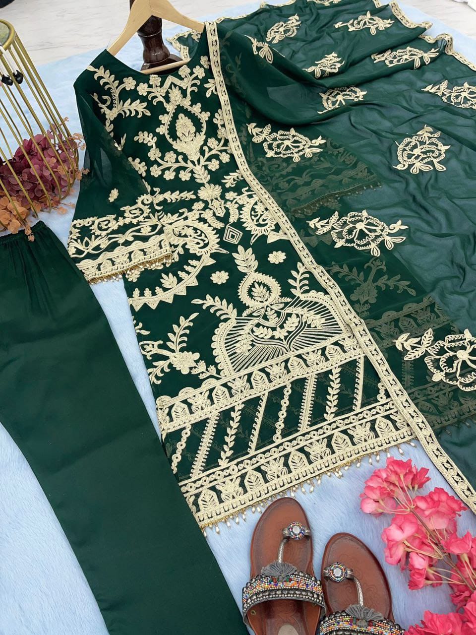 Royal Green Embroidered Suit