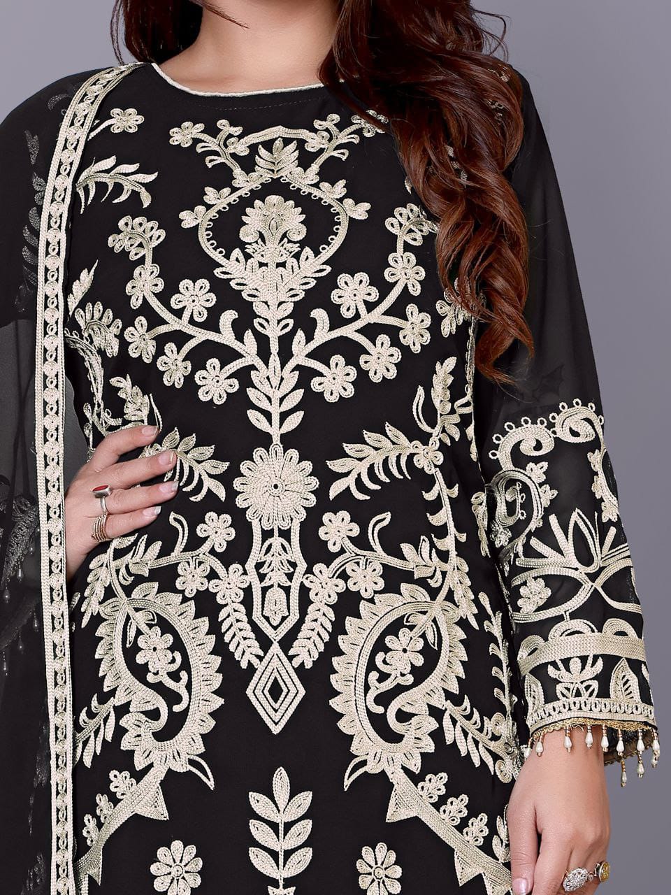 Royal Black Embroidered Suit