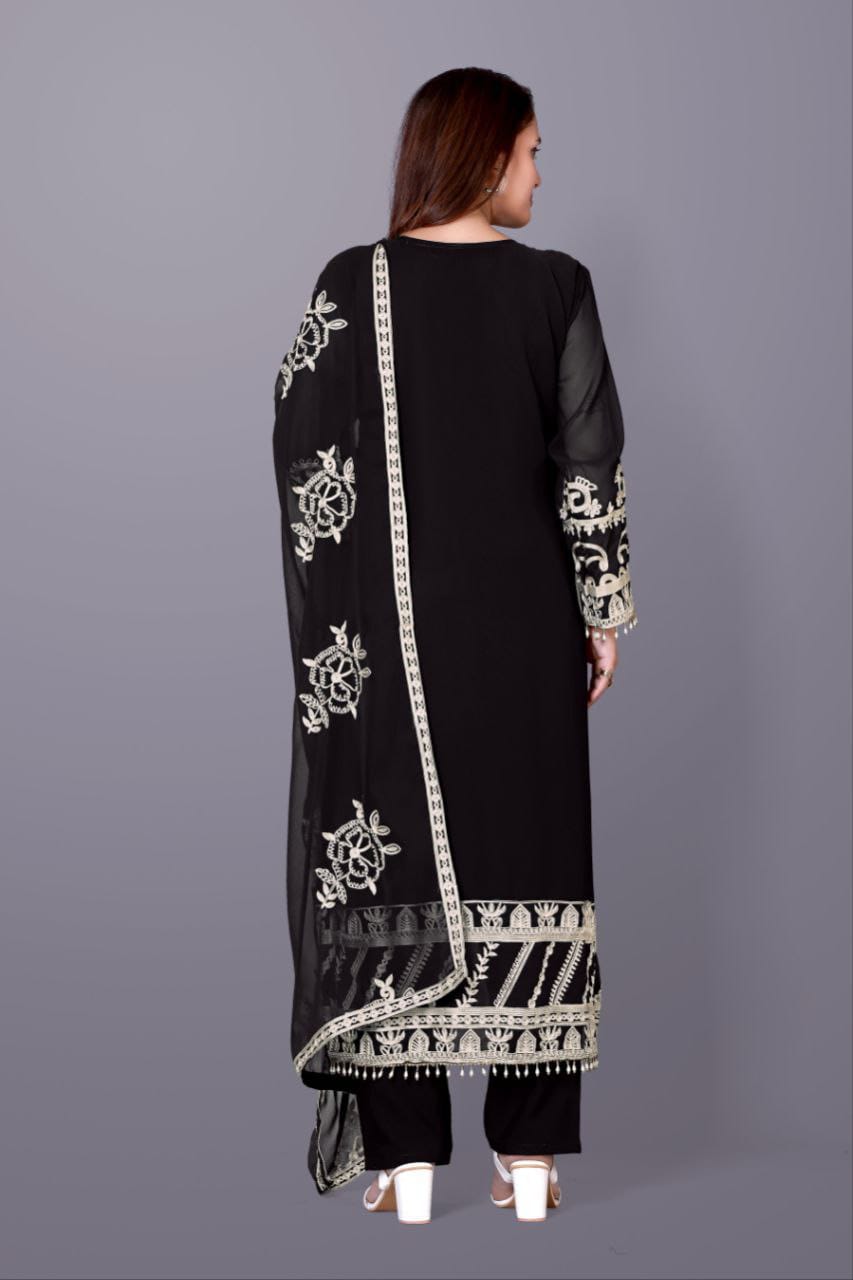 Royal Black Embroidered Suit