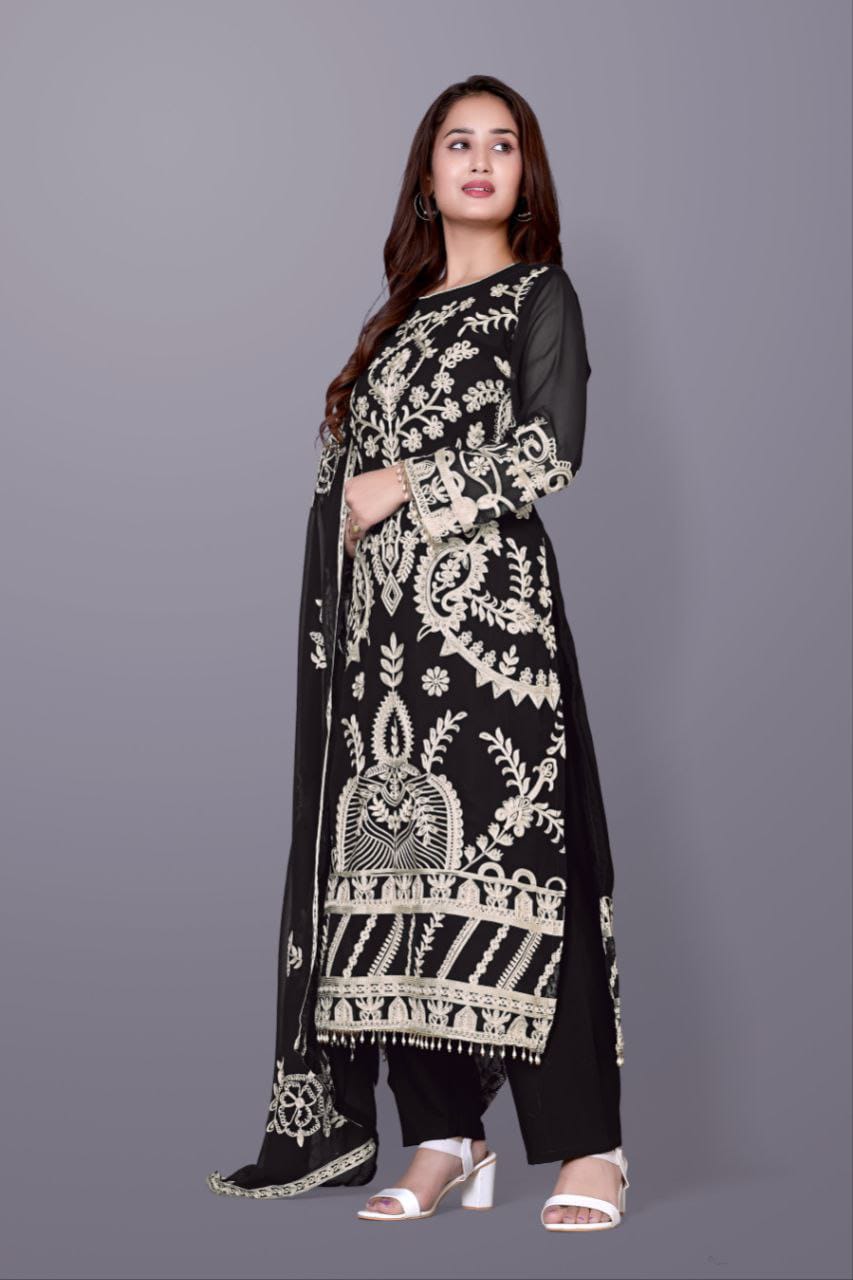 Royal Black Embroidered Suit