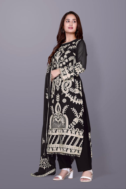 Royal Black Embroidered Suit