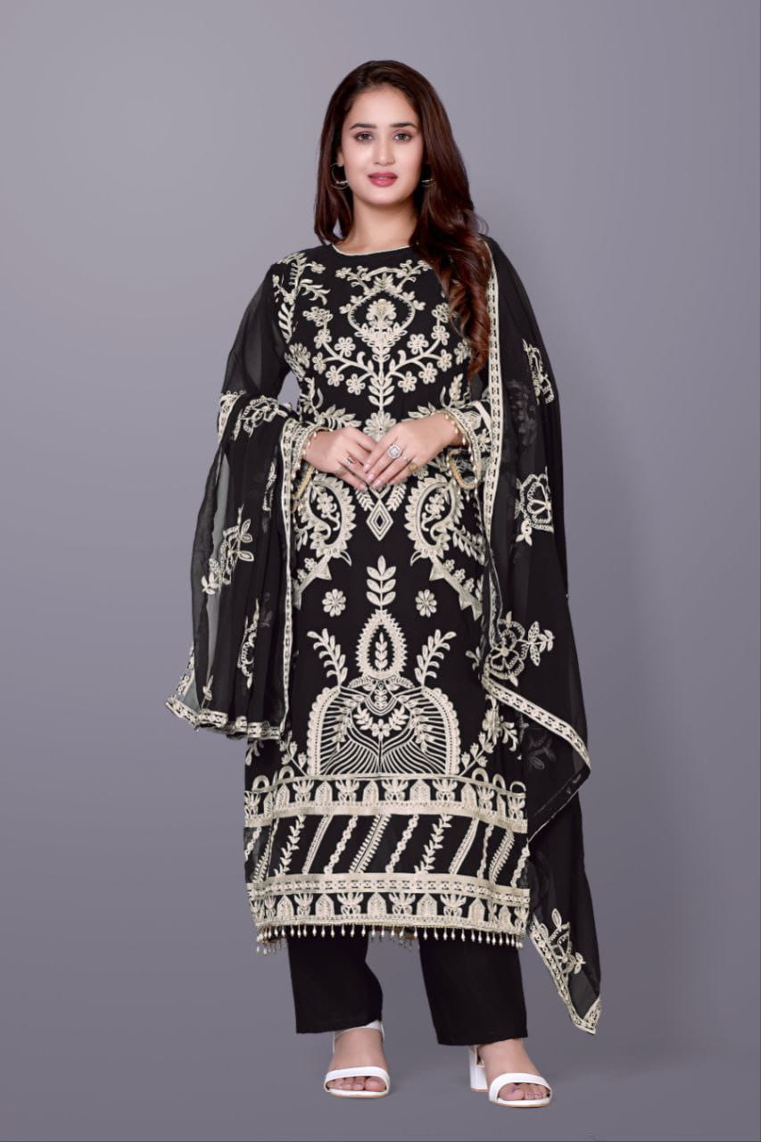 Royal Black Embroidered Suit