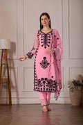 ZARIYAAN Pink Blossom Series-8  Elegant Black Floral Embroidered Designer Suit Set
