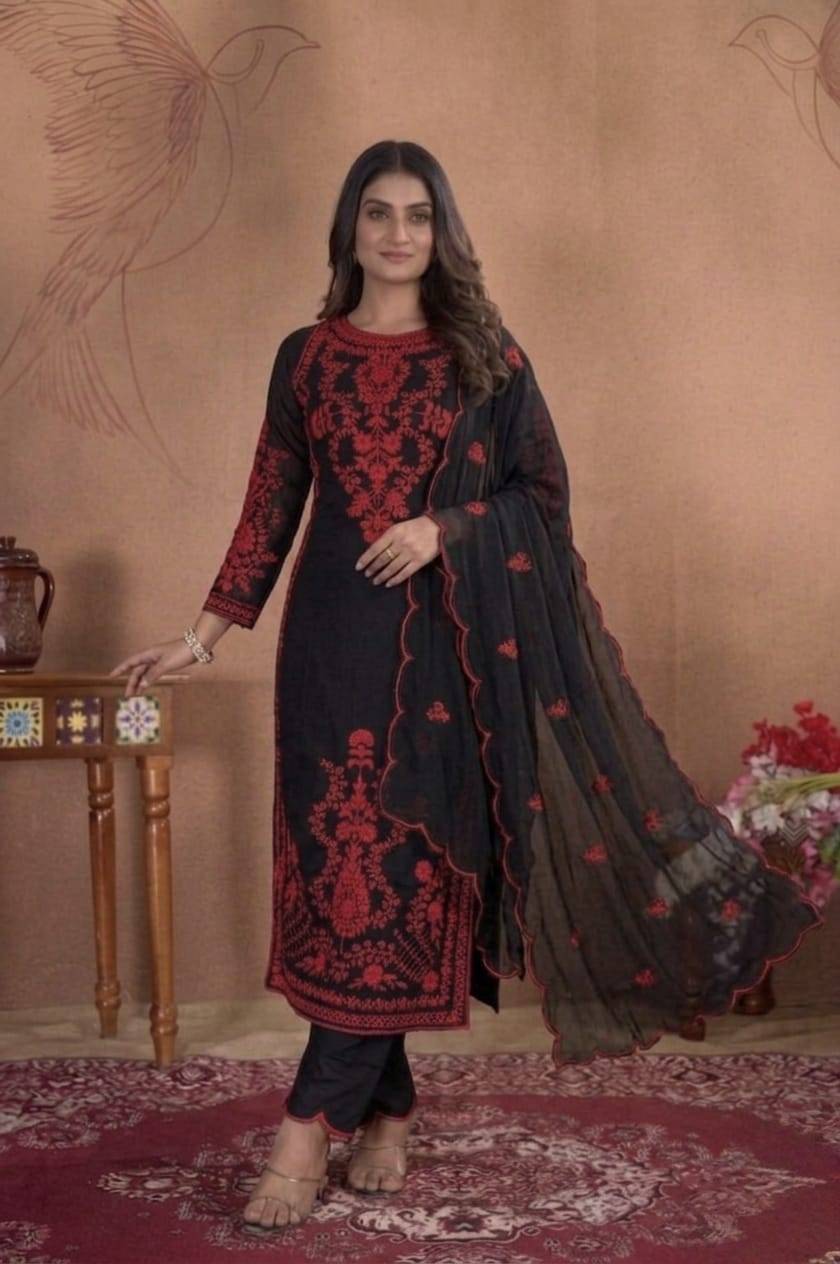 Crimson Royale Embroidered Suit Set