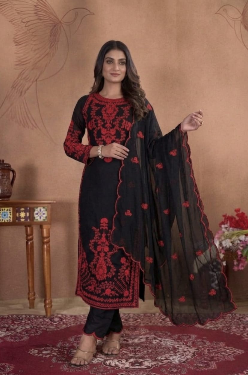 Crimson Royale Embroidered Suit Set