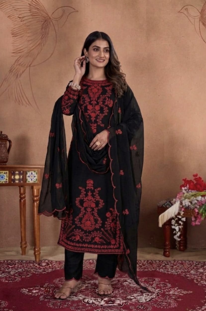 Crimson Royale Embroidered Suit Set