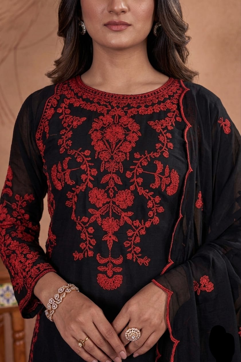 Crimson Royale Embroidered Suit Set