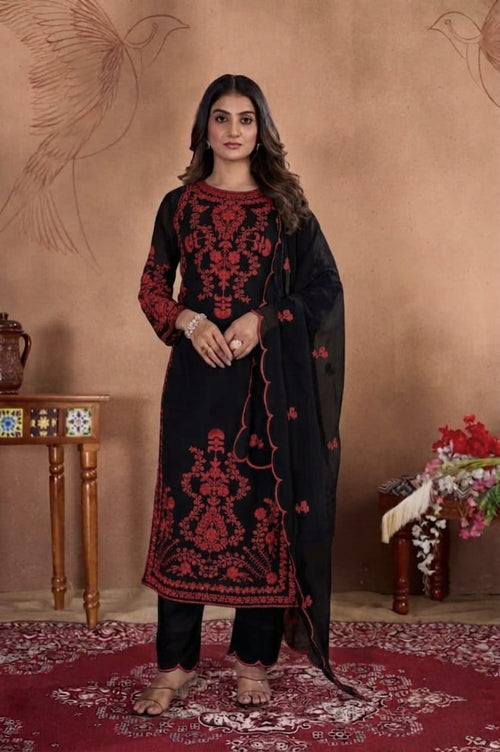 Crimson Royale Embroidered Suit Set