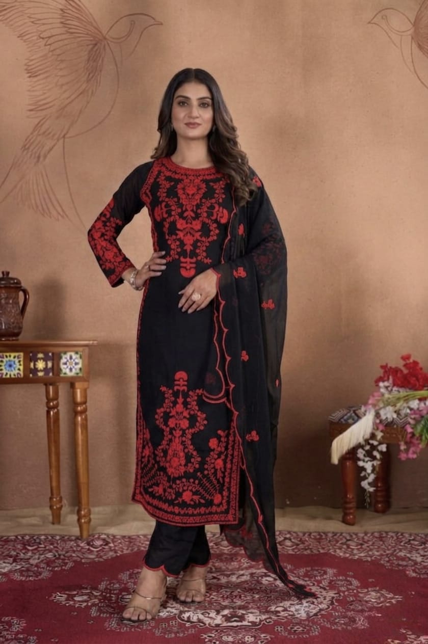Crimson Royale Embroidered Suit Set