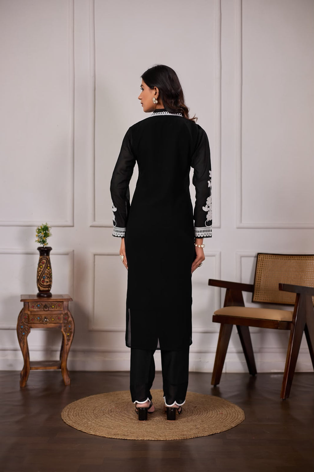 Elegant black 3-piece ethnic suit set