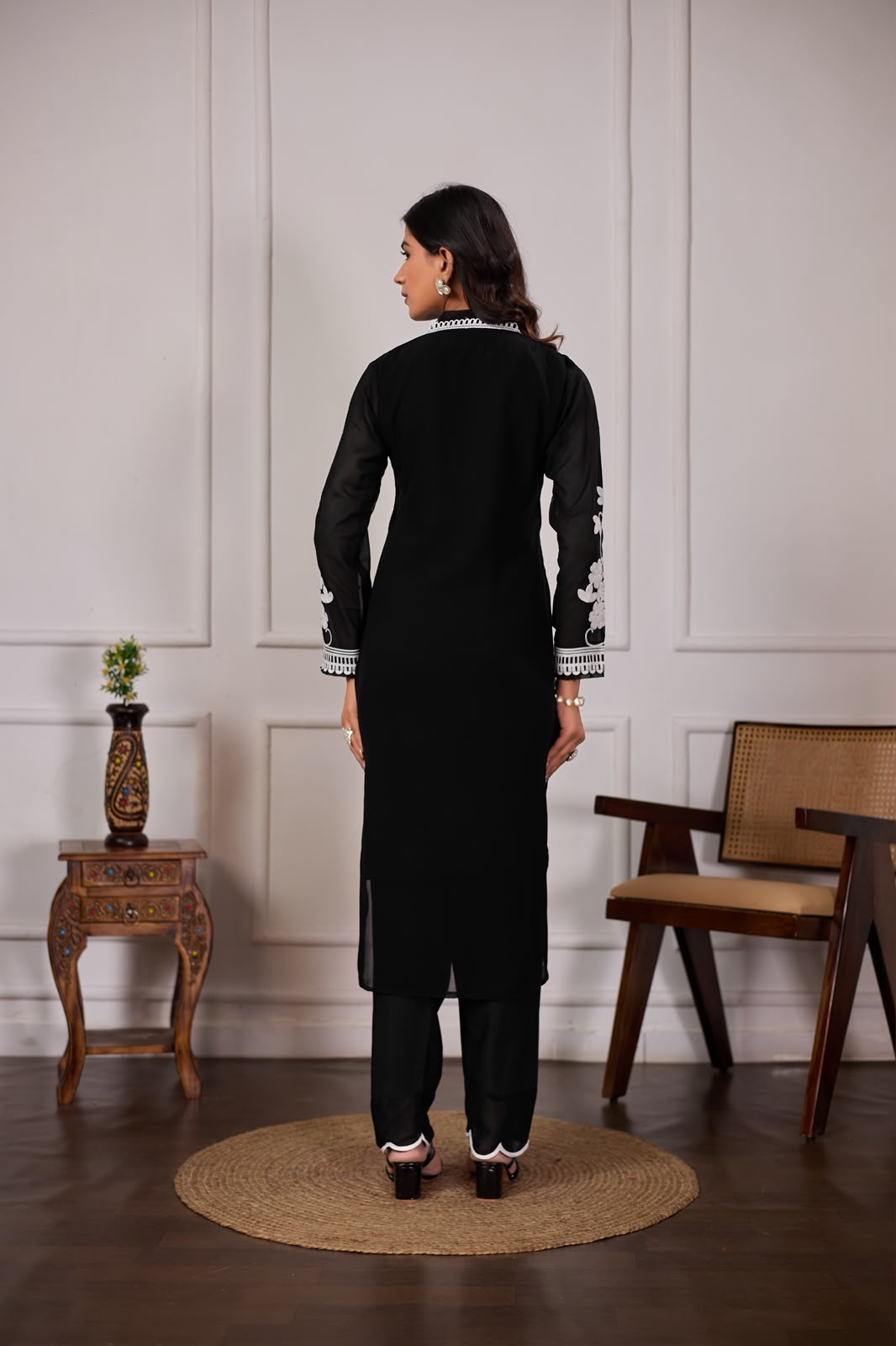 Elegant black 3-piece ethnic suit set