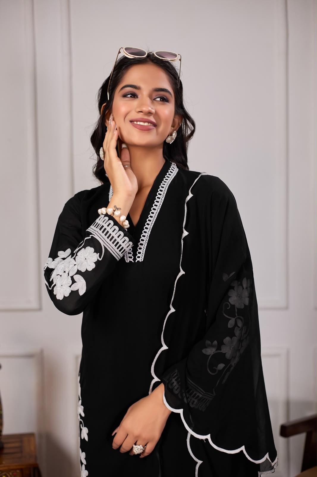 Elegant black 3-piece ethnic suit set