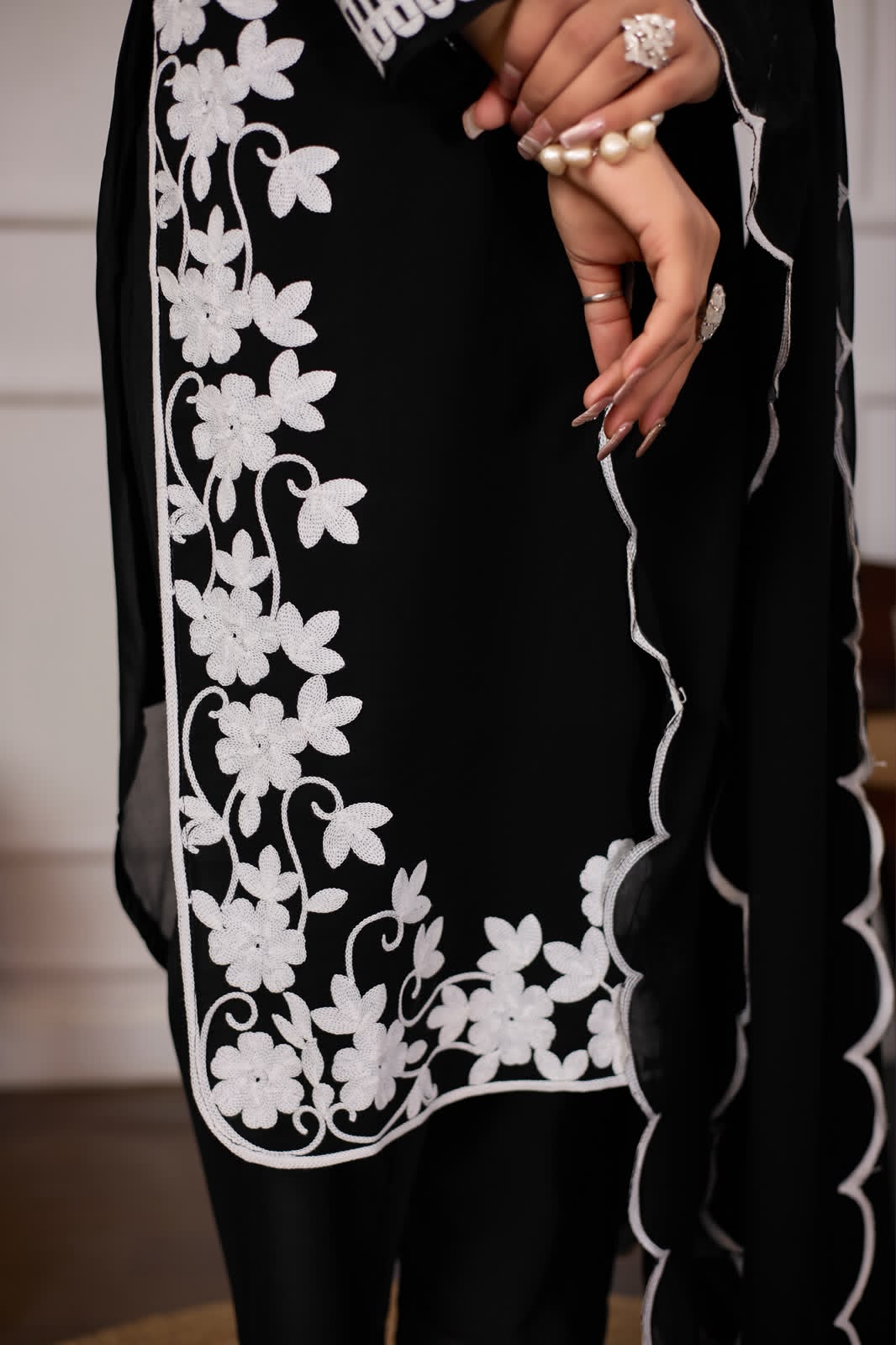 Elegant black 3-piece ethnic suit set