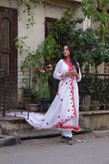 ZARIYAAN'S  ROOH – White & Red Embroidered Dress