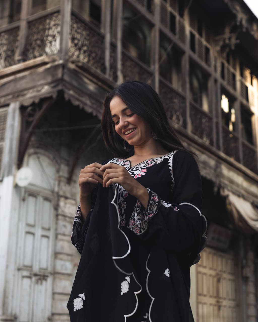 Meher Black Embroidered 3 Pcs Suit