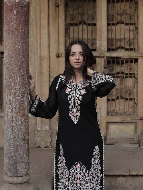 Meher Black Embroidered 3 Pcs Suit