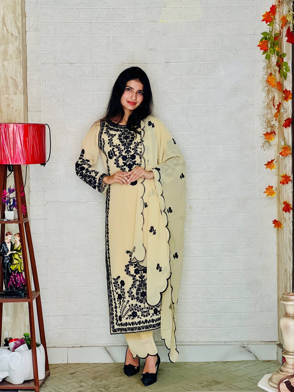 Rich Cream Royal Embroidered 3 Piece Suit