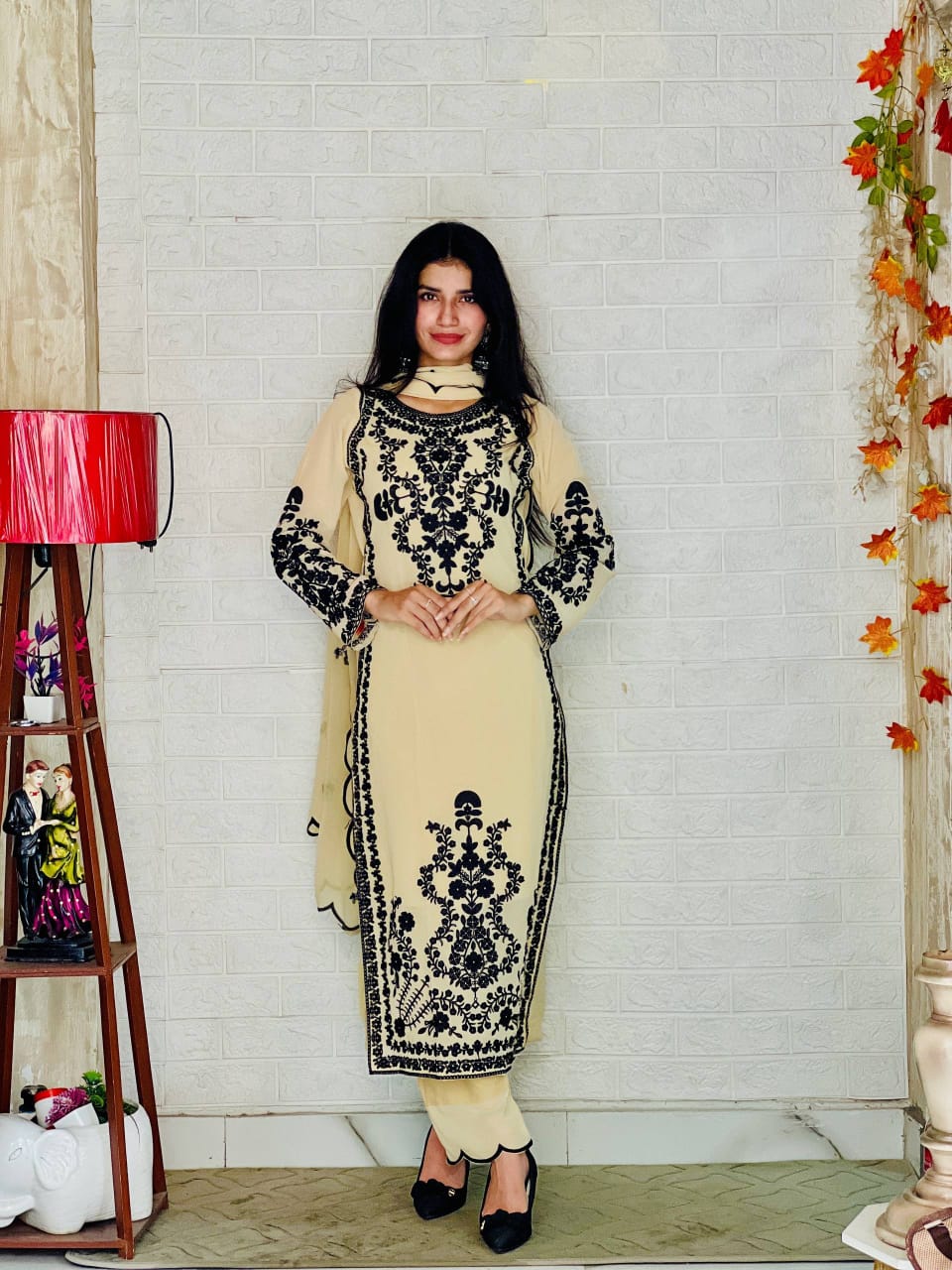Rich Cream Royal Embroidered 3 Piece Suit
