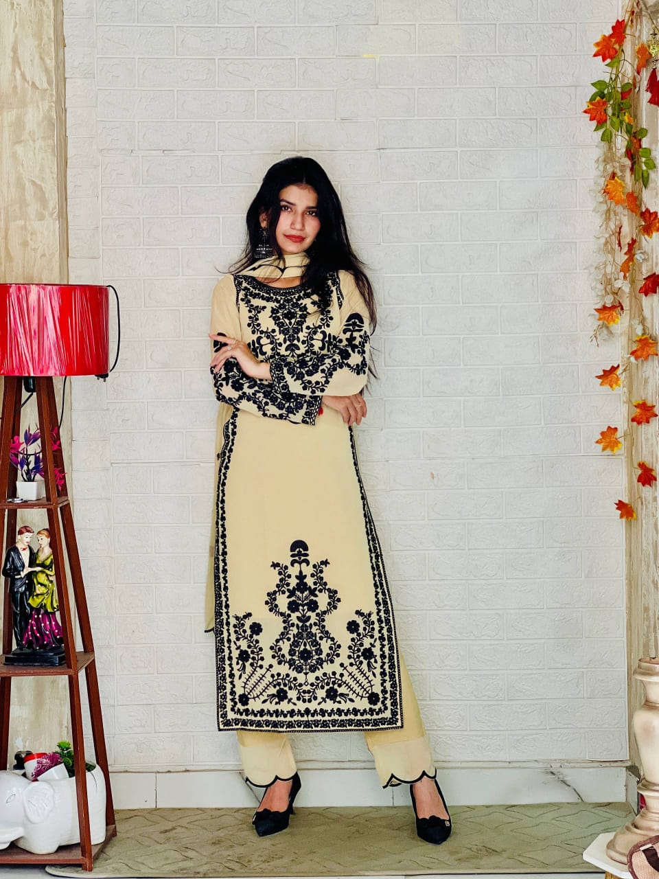 Rich Cream Royal Embroidered 3 Piece Suit