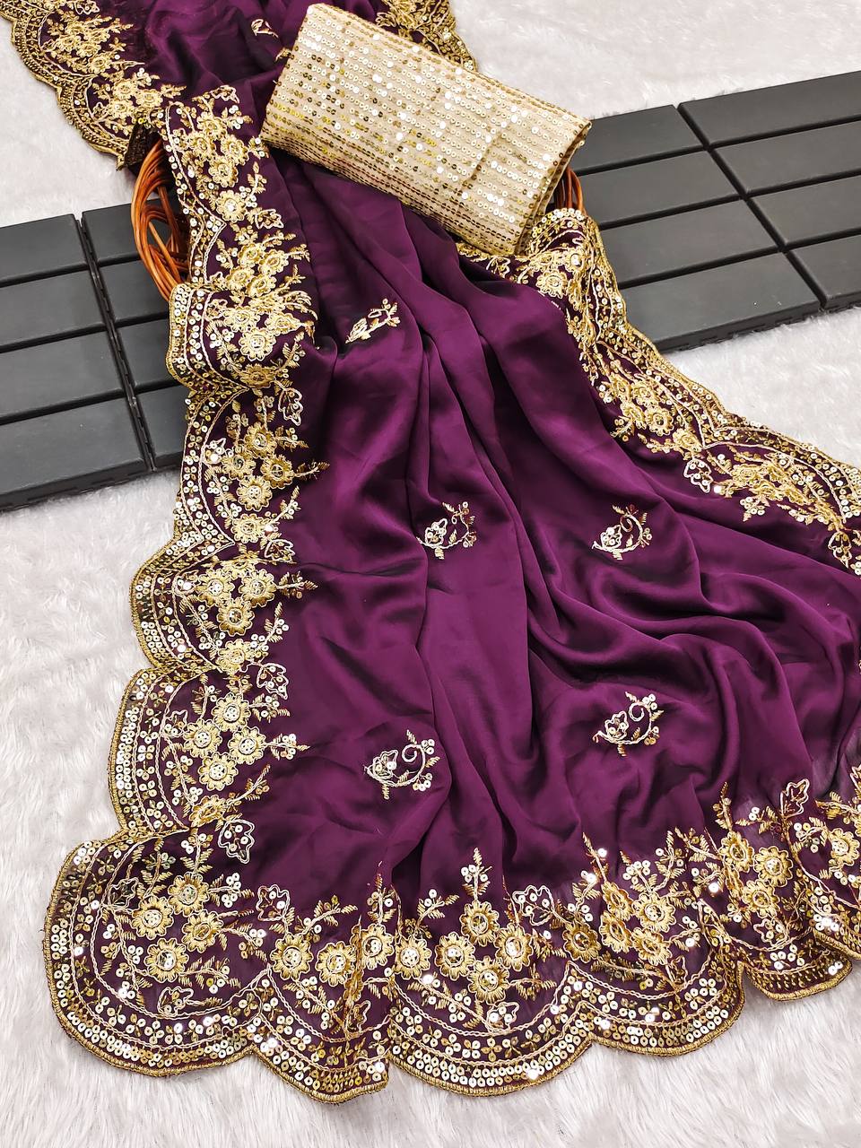 Zariyaan's Premium Silk Saree With Heavy Embroidery Work