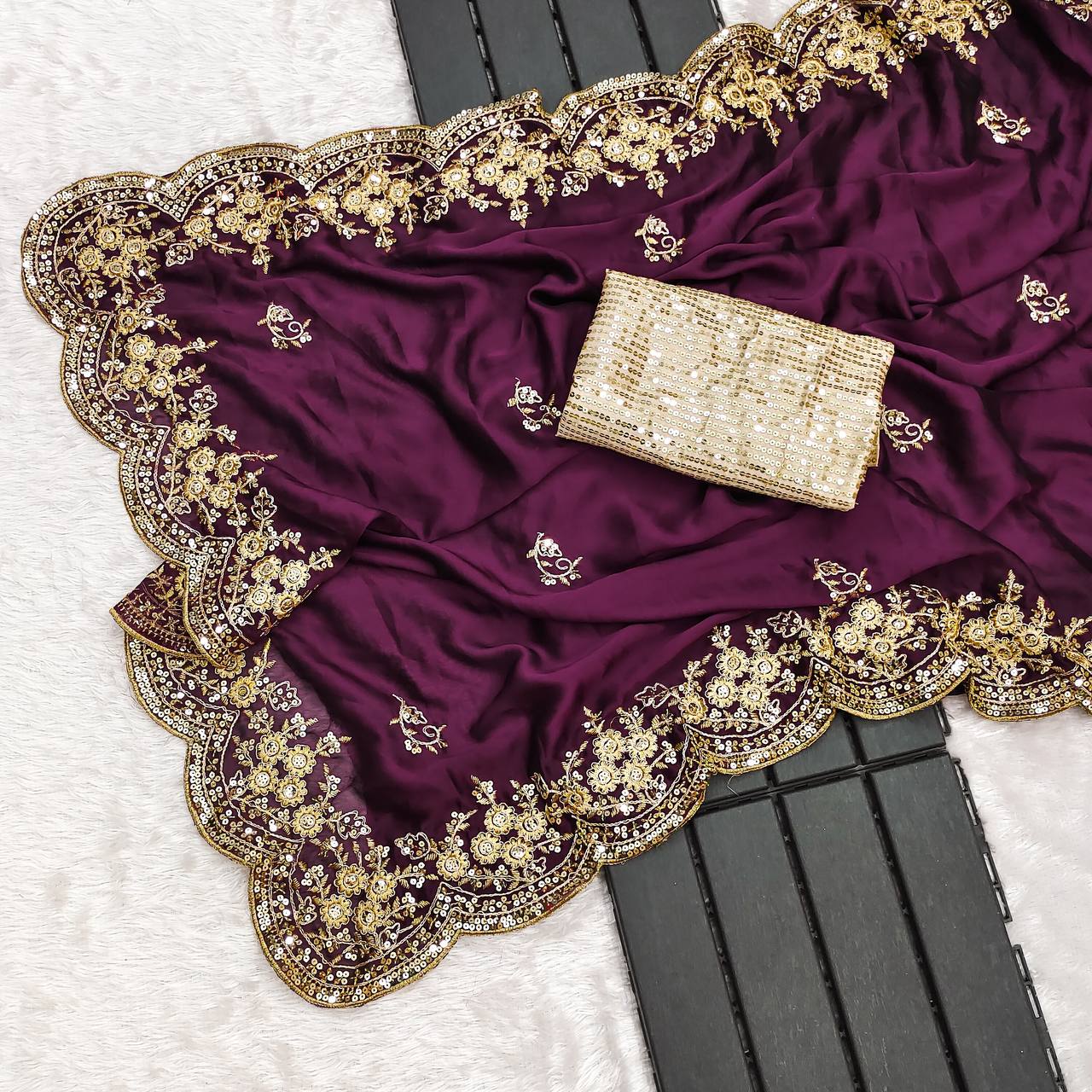 Zariyaan's Premium Silk Saree With Heavy Embroidery Work