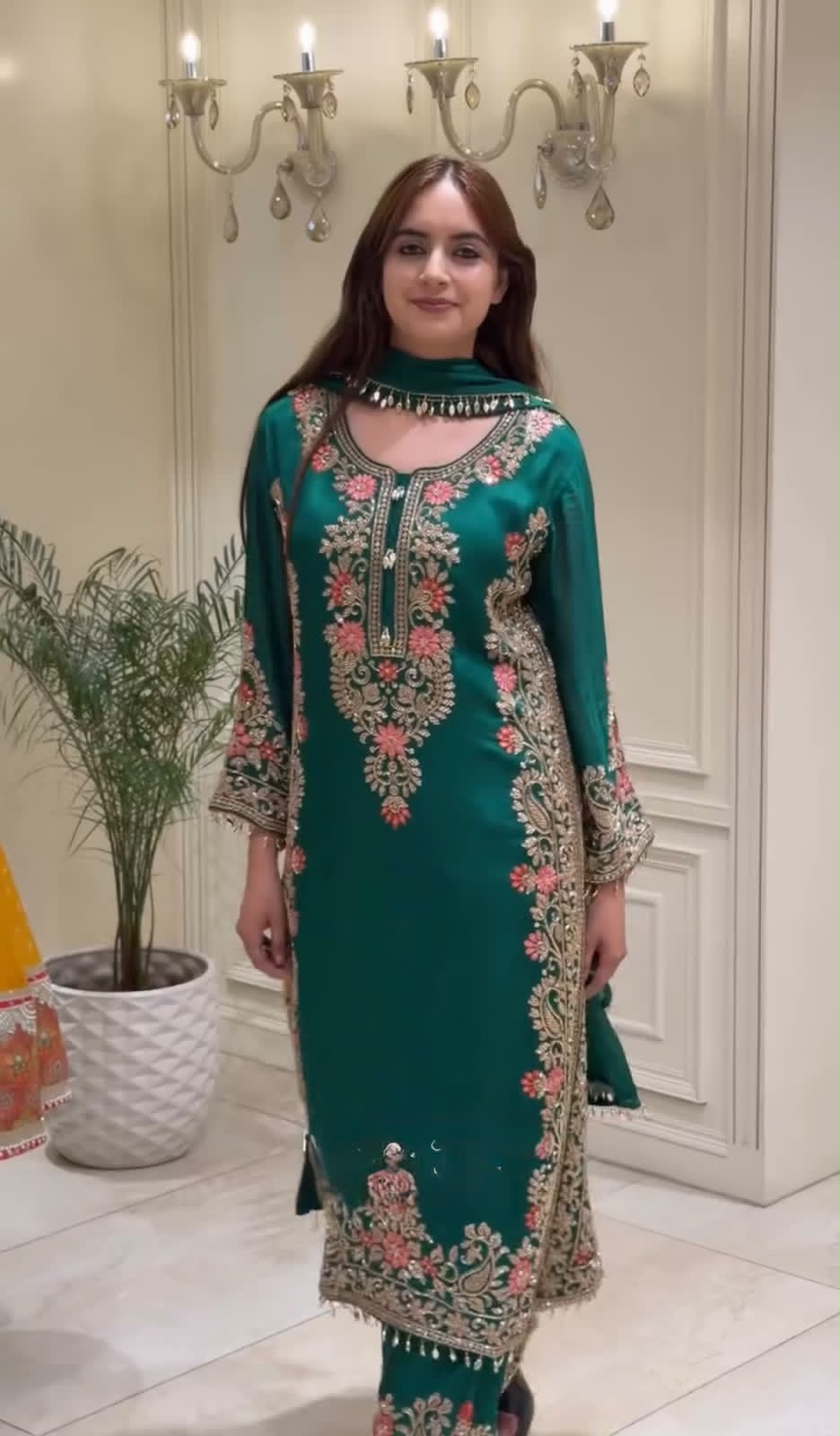 ZARIYAAN Emerald Heritage Heavy Embroidered 3-Piece Suit Set