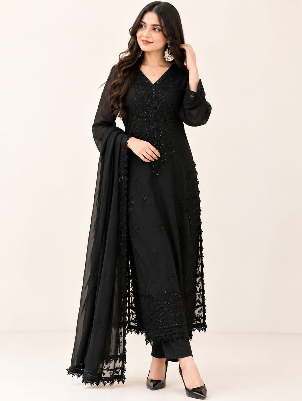 Zariyaan's Black Heavy Embroidery Worked Suit