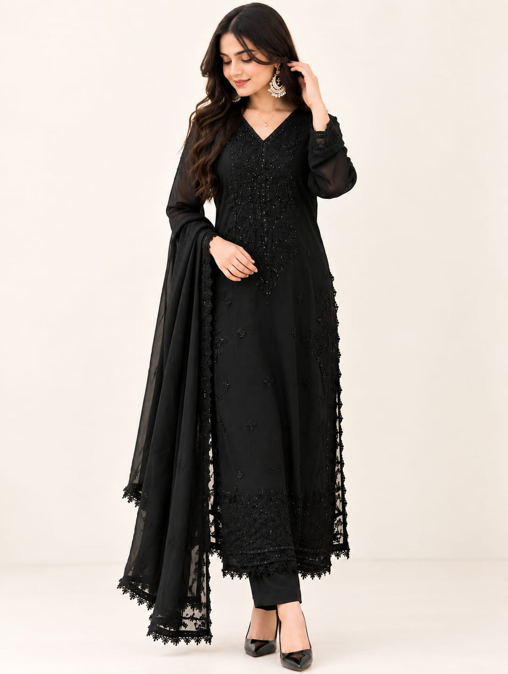 Zariyaan's Black Heavy Embroidery Worked Suit
