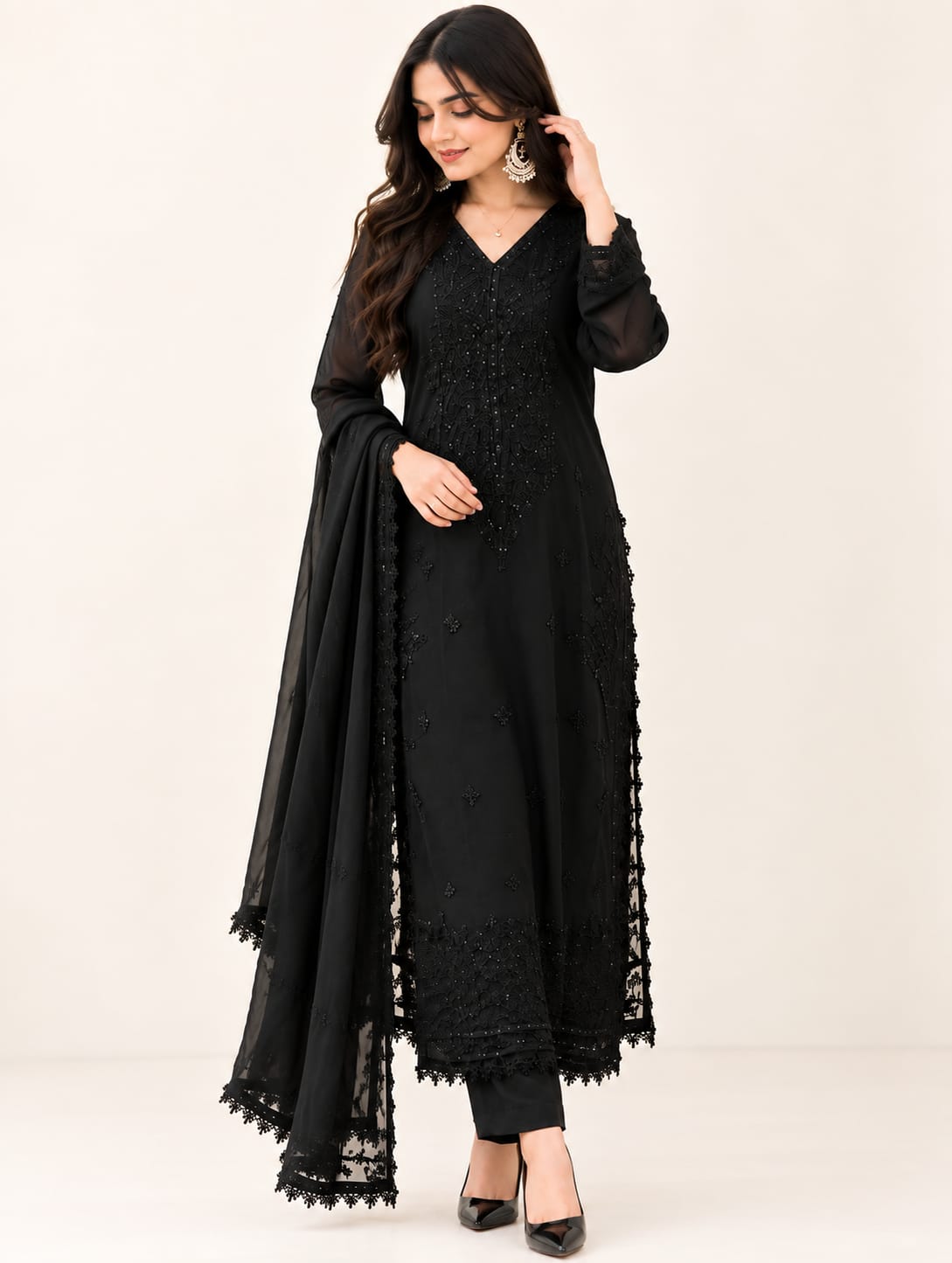 Zariyaan's Black Heavy Embroidery Worked Suit