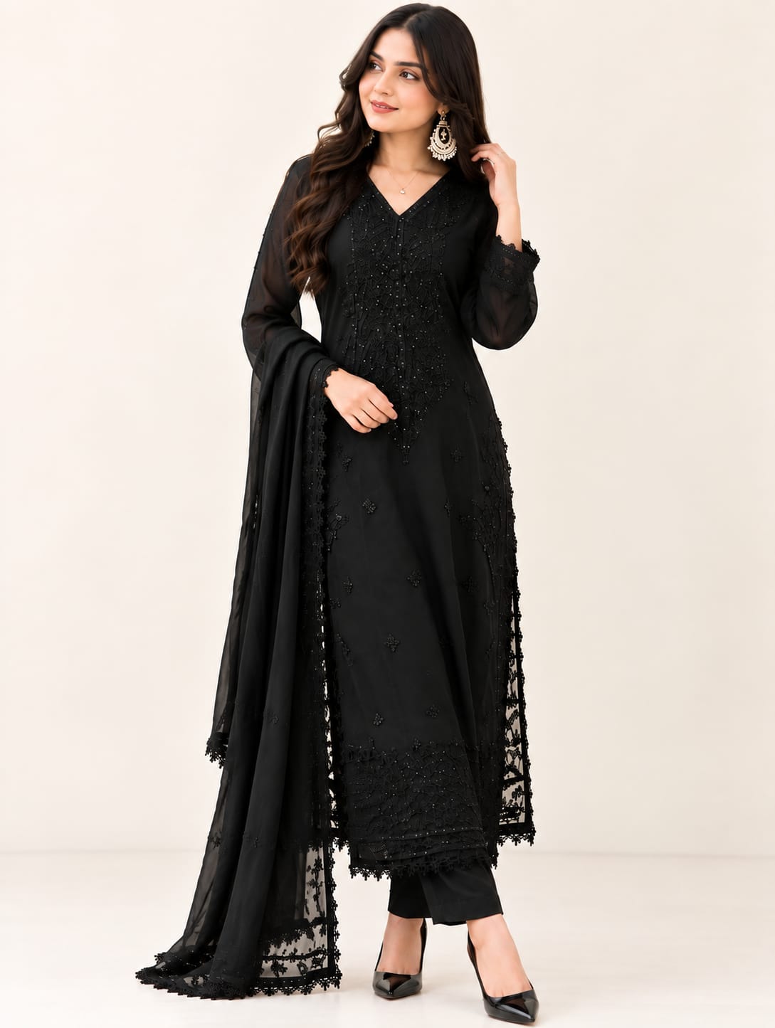 Zariyaan's Black Heavy Embroidery Worked Suit