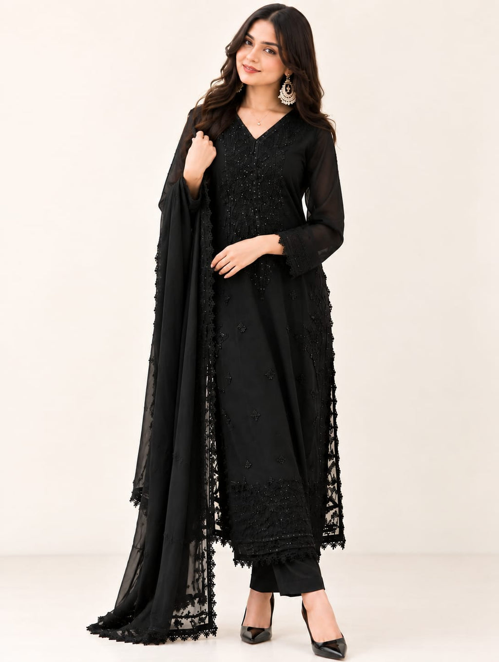 Zariyaan's Black Heavy Embroidery Worked Suit