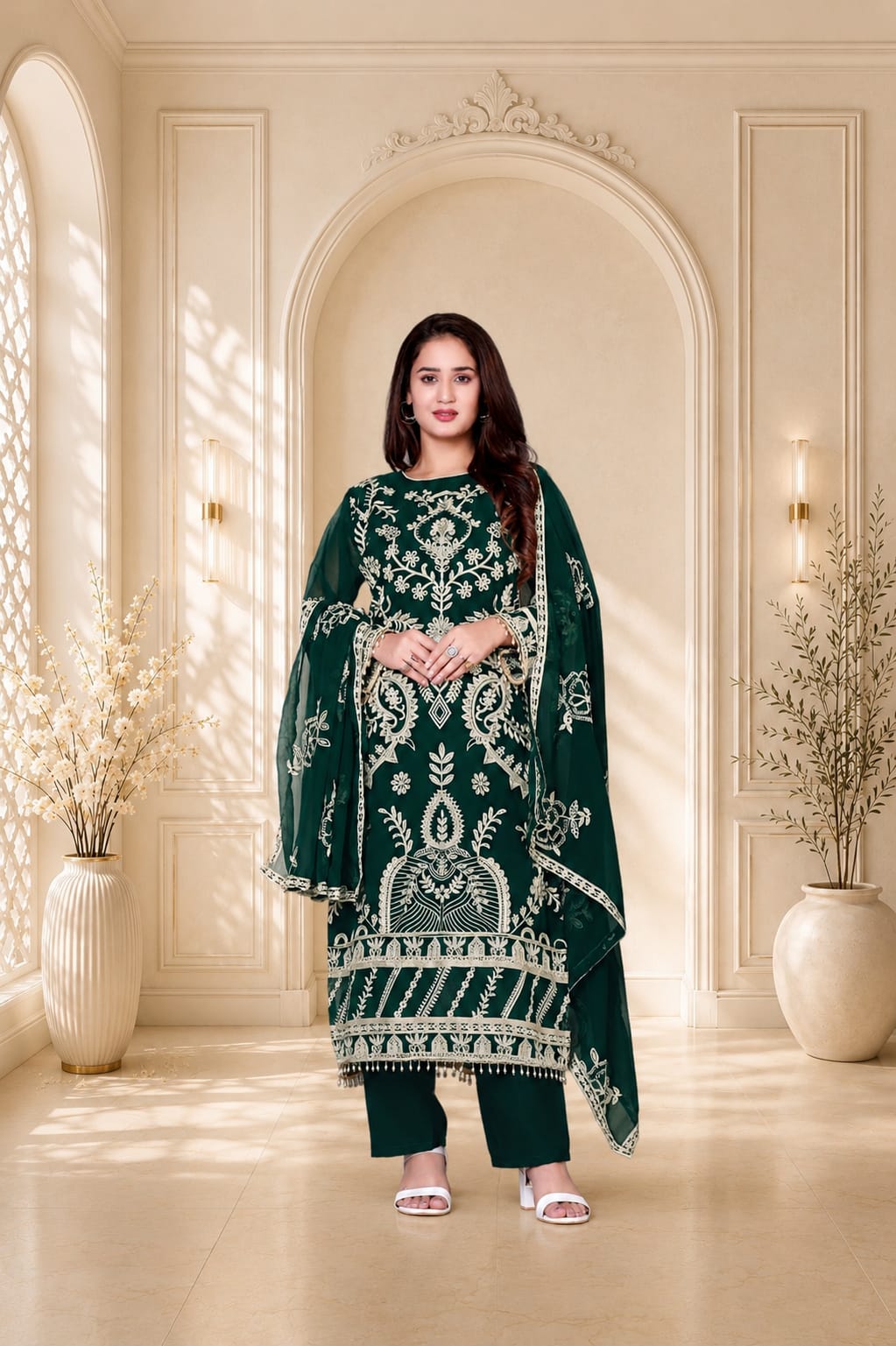 Royal Green Embroidered Suit